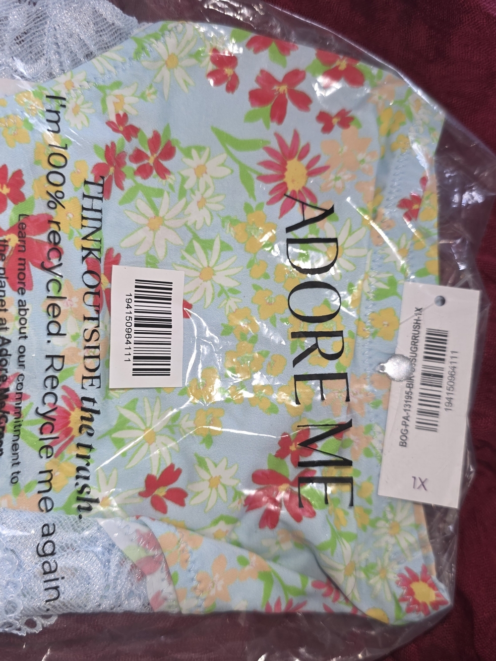 Adore Me Light Blue Floral Lace-Trim Sleepwear